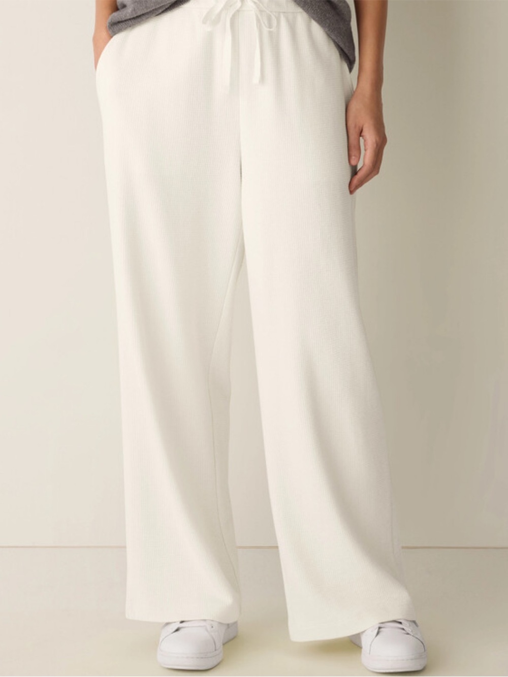 Eileen Fisher Waffle Cotton Blend Doubleknit Wide-Leg Pant Easy Fit, Ankle Leng